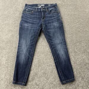 BKE Alec Straight Leg Jeans Dark Wash Mid Rise Stretch Denim Blue 28S Cowgirl